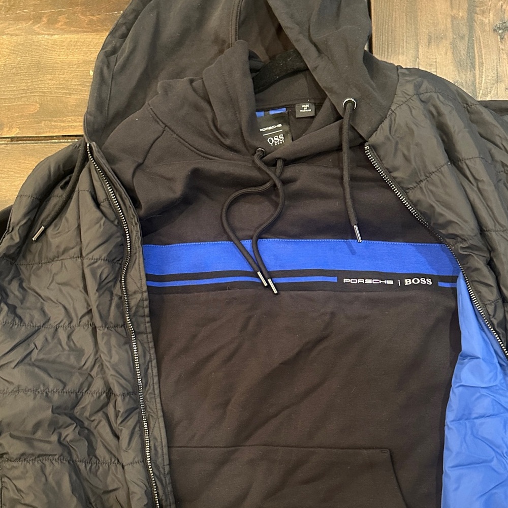 Porsche Design Black Hoodie with Blue Stripe